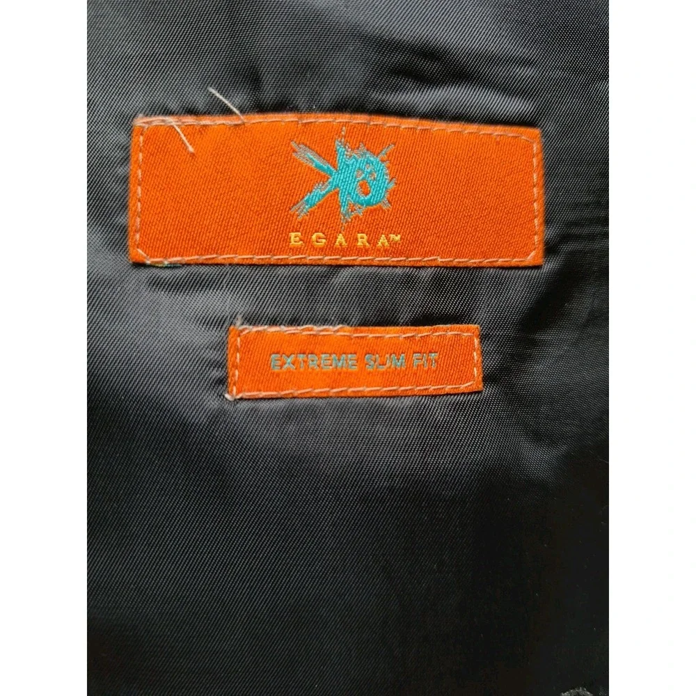 Egara Mens Extreme Slim Fit Sports Coat 40S Charcoal Gray 2 Button Blazer